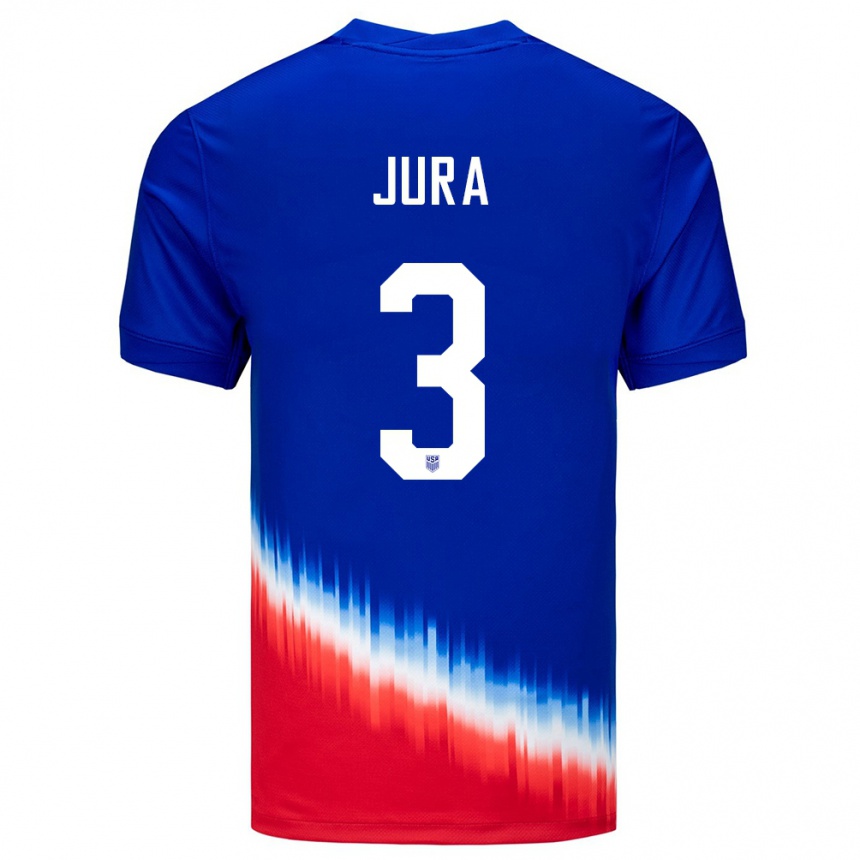 Men Football United States Sawyer Jura #3 Blue Away Jersey 24-26 T-Shirt