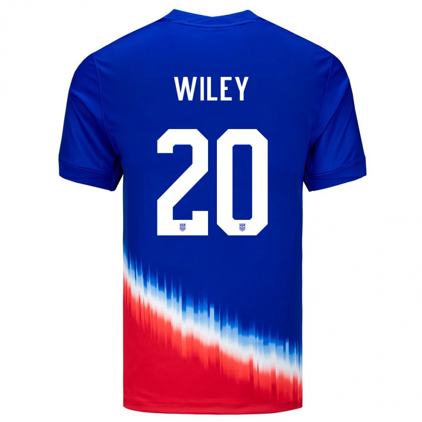 Men Football United States Caleb Wiley #20 Blue Away Jersey 24-26 T-Shirt