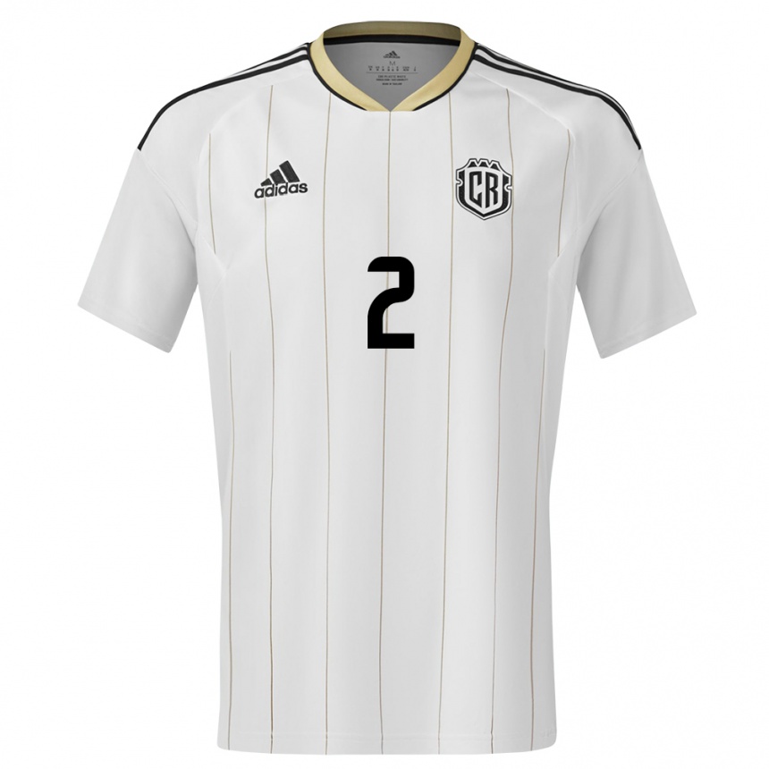 Men Football Costa Rica Gabriela Guillen #2 White Away Jersey 24-26 T-Shirt