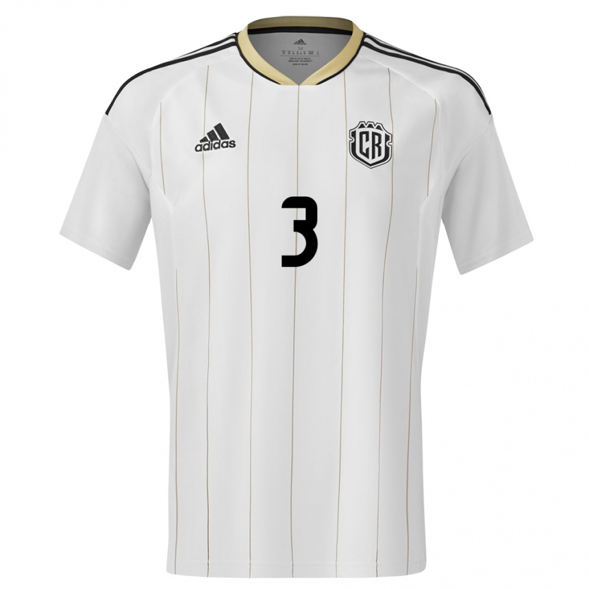Men Football Costa Rica Maria Coto #3 White Away Jersey 24-26 T-Shirt