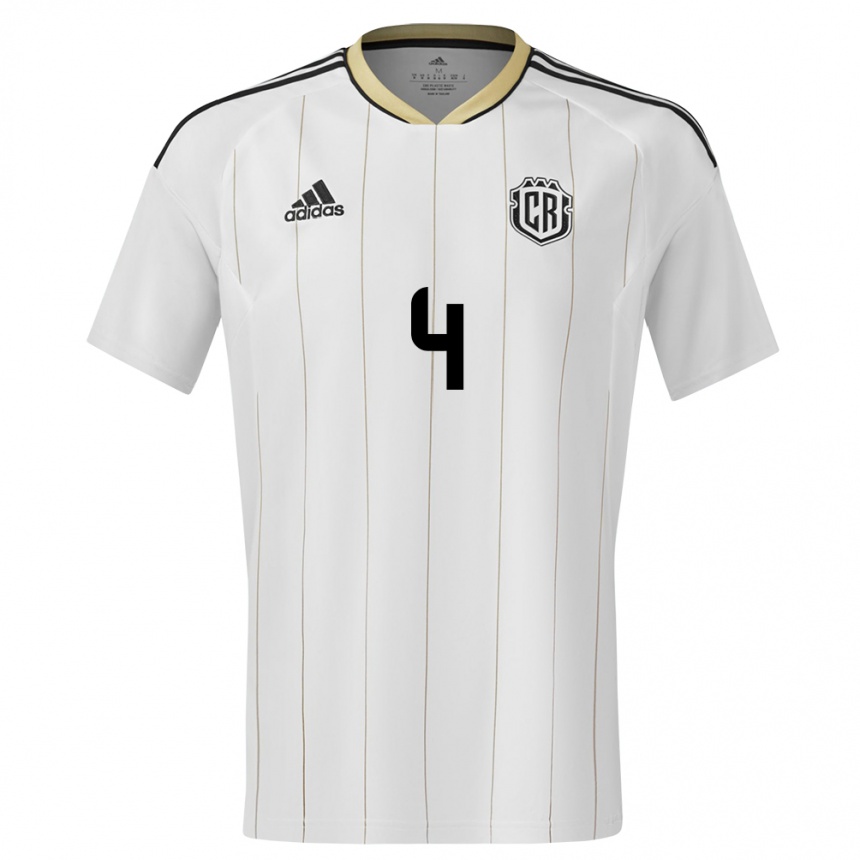 Men Football Costa Rica Mariana Benavides #4 White Away Jersey 24-26 T-Shirt