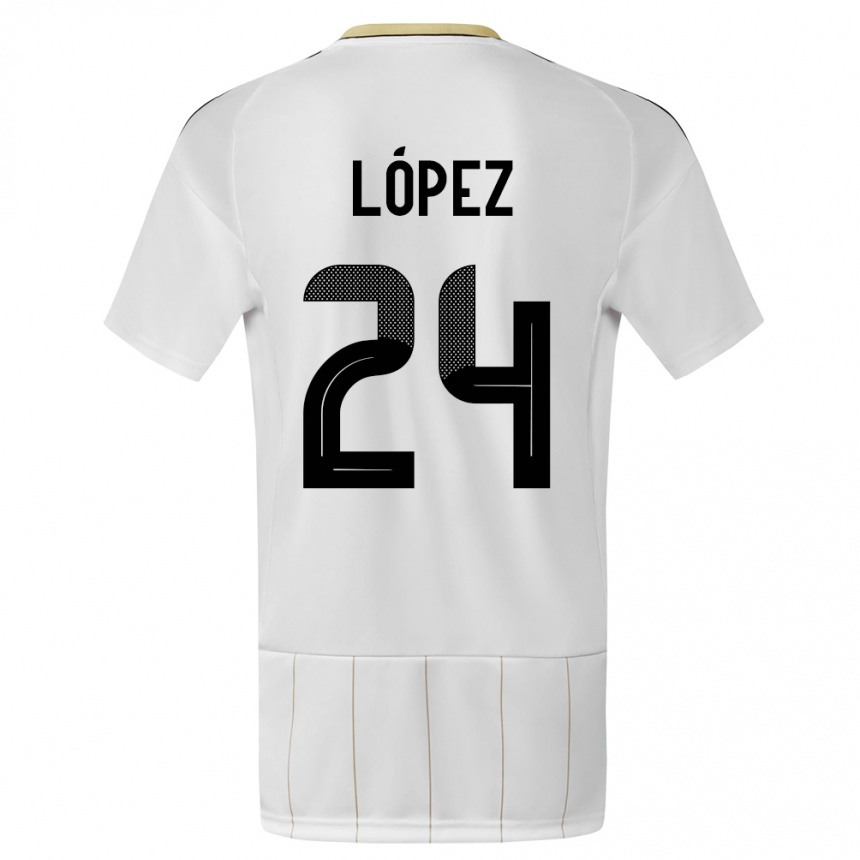 Men Football Costa Rica Douglas Lopez #24 White Away Jersey 24-26 T-Shirt