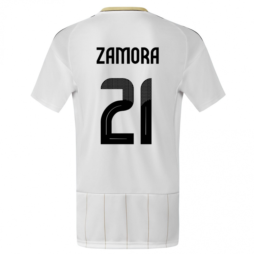 Men Football Costa Rica Alvaro Zamora #21 White Away Jersey 24-26 T-Shirt
