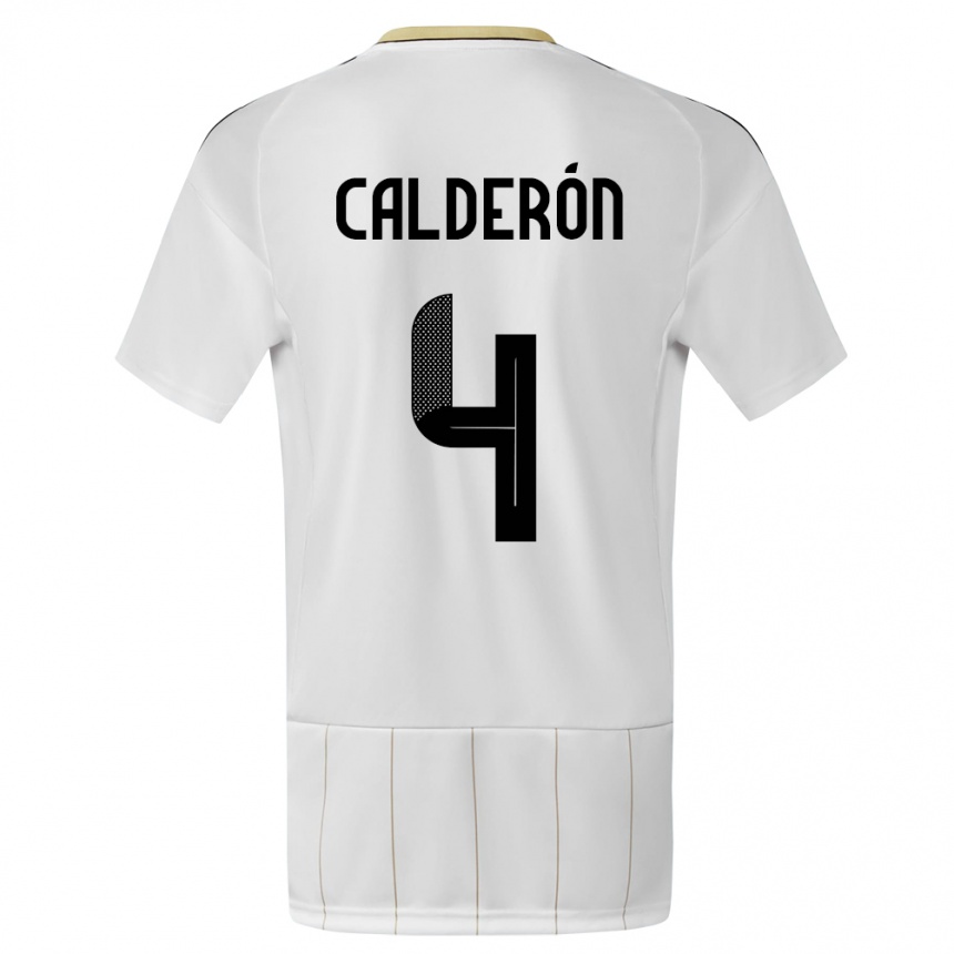 Men Football Costa Rica Brandon Calderon #4 White Away Jersey 24-26 T-Shirt