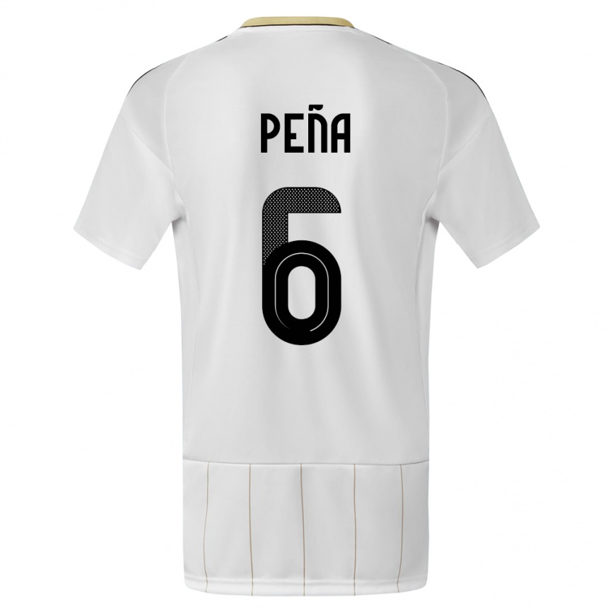 Men Football Costa Rica Ricardo Pena #6 White Away Jersey 24-26 T-Shirt