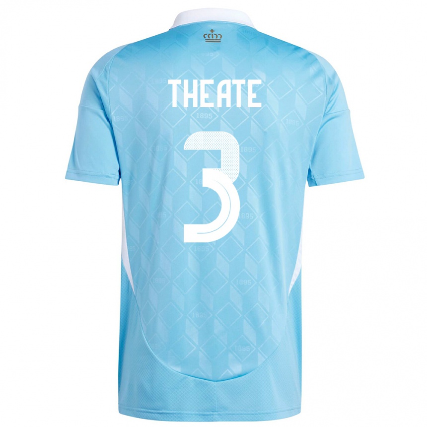 Men Football Belgium Arthur Theate #3 Blue Away Jersey 24-26 T-Shirt