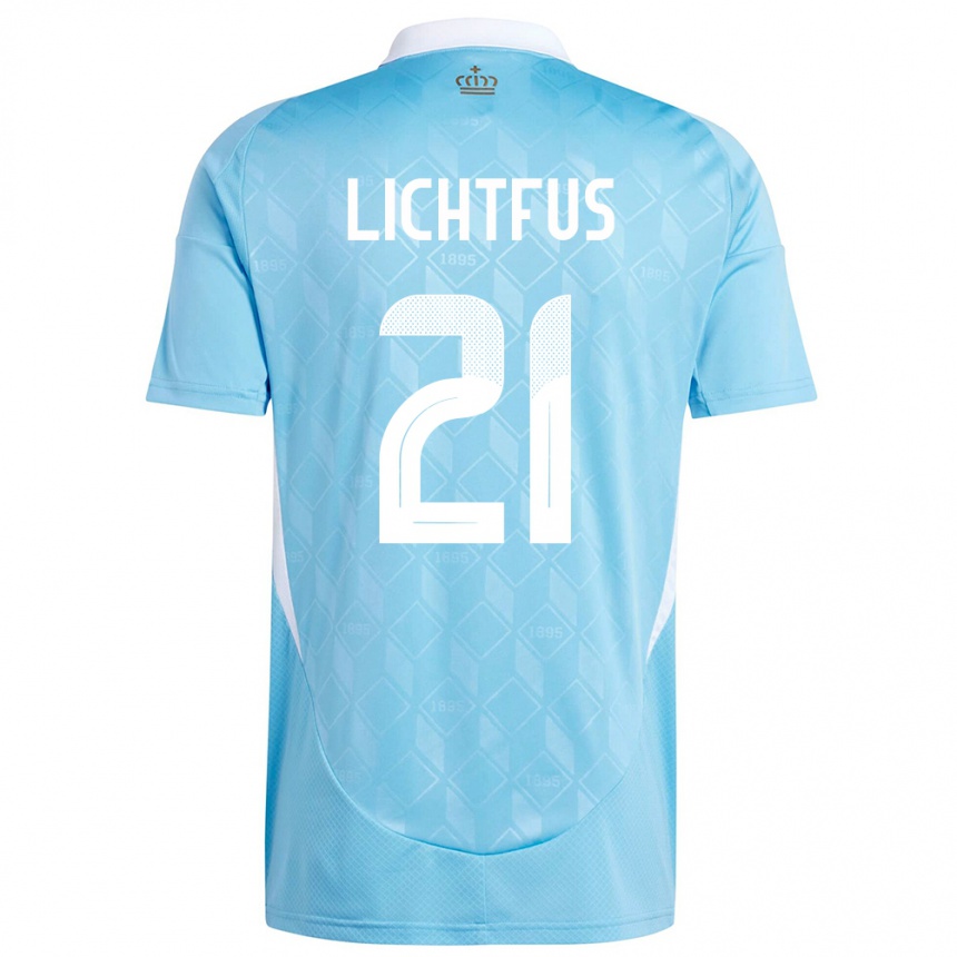 Men Football Belgium Lisa Lichtfus #21 Blue Away Jersey 24-26 T-Shirt