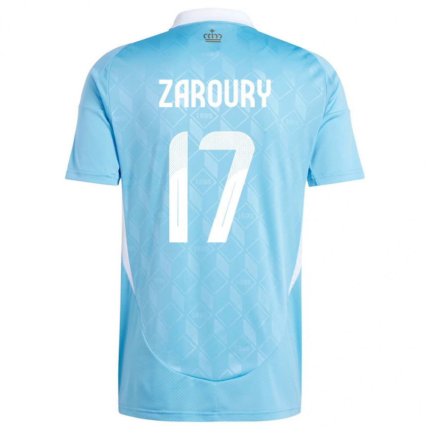 Men Football Belgium Anass Zaroury #17 Blue Away Jersey 24-26 T-Shirt
