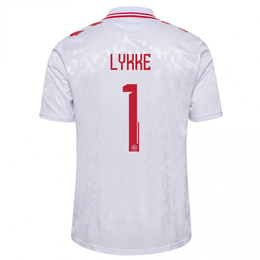 Men Football Denmark William Lykke #1 White Away Jersey 24-26 T-Shirt