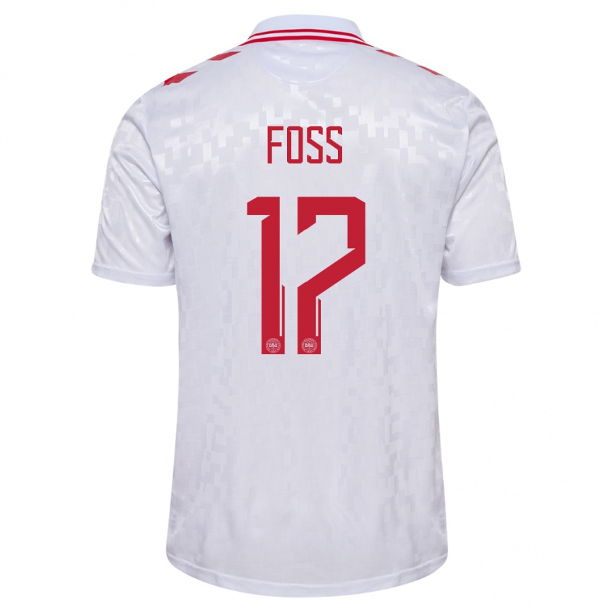 Men Football Denmark Jonathan Foss #17 White Away Jersey 24-26 T-Shirt