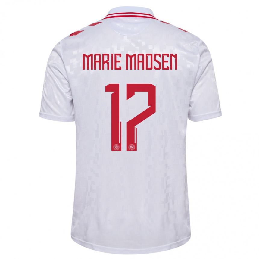 Men Football Denmark Rikke Marie Madsen #17 White Away Jersey 24-26 T-Shirt