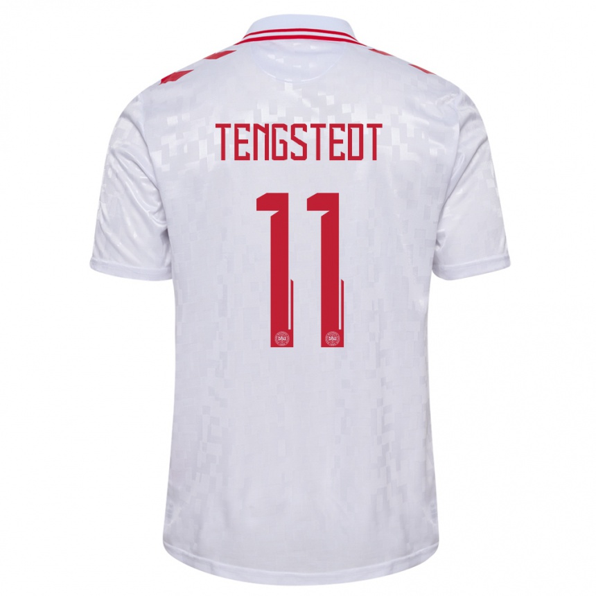 Men Football Denmark Casper Tengstedt #11 White Away Jersey 24-26 T-Shirt