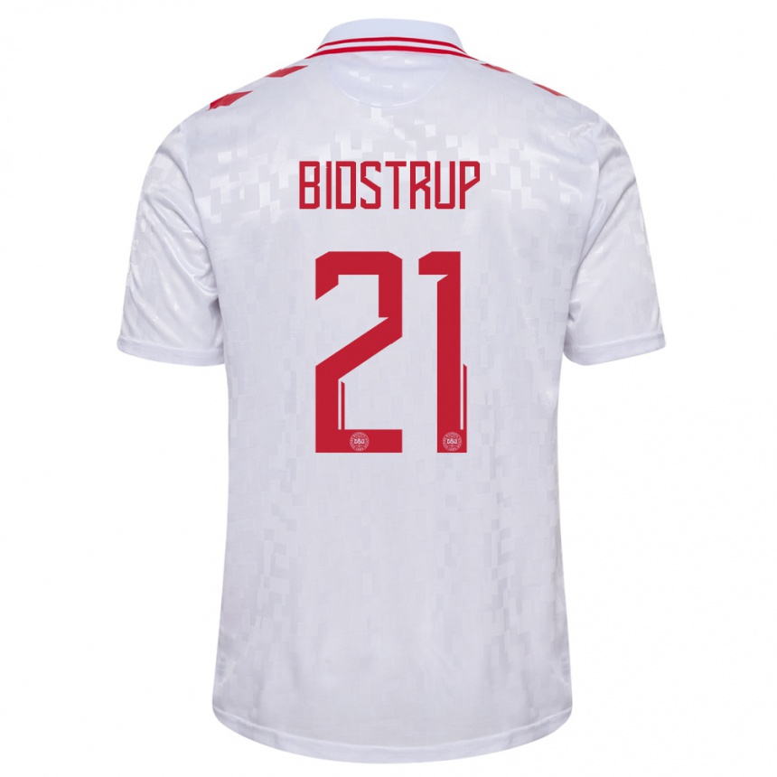 Men Football Denmark Mads Bidstrup #21 White Away Jersey 24-26 T-Shirt