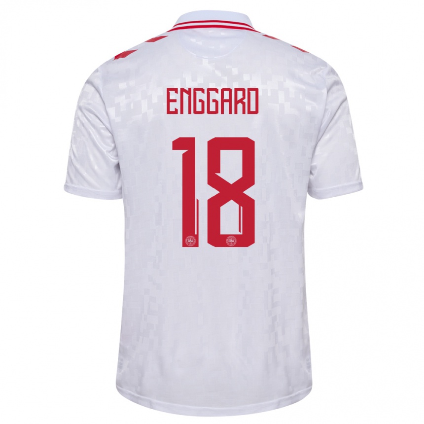 Men Football Denmark Mads Enggard #18 White Away Jersey 24-26 T-Shirt