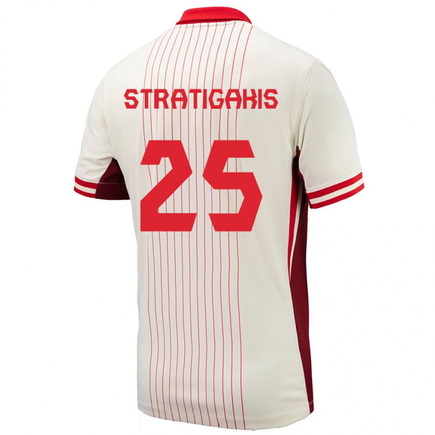 Men Football Canada Sarah Stratigakis #25 White Away Jersey 24-26 T-Shirt