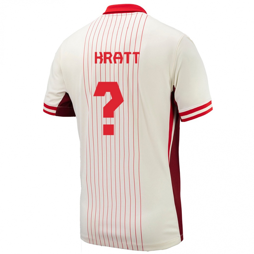Men Football Canada Ronan Kratt #0 White Away Jersey 24-26 T-Shirt