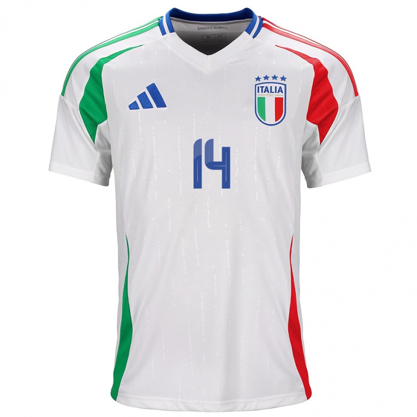 Men Football Italy Federico Chiesa #14 White Away Jersey 24-26 T-Shirt