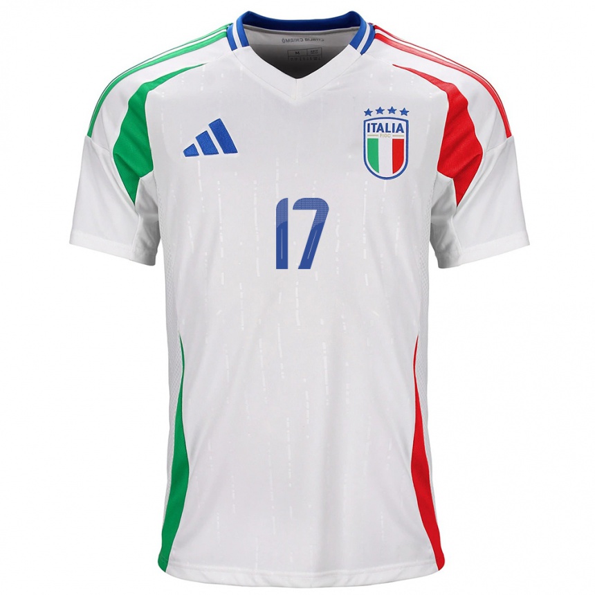 Men Football Italy Gianluca Mancini #17 White Away Jersey 24-26 T-Shirt