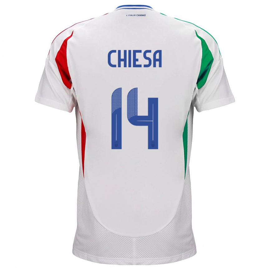 Men Football Italy Federico Chiesa #14 White Away Jersey 24-26 T-Shirt