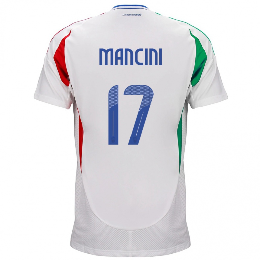 Men Football Italy Gianluca Mancini #17 White Away Jersey 24-26 T-Shirt