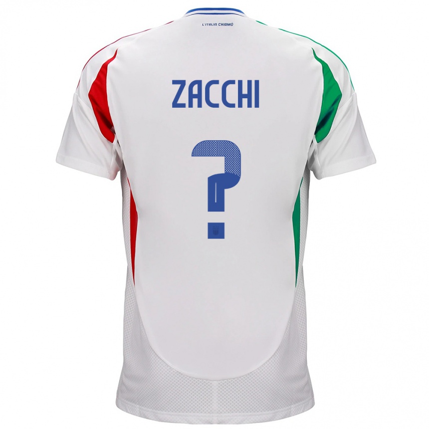 Men Football Italy Gioele Zacchi #0 White Away Jersey 24-26 T-Shirt