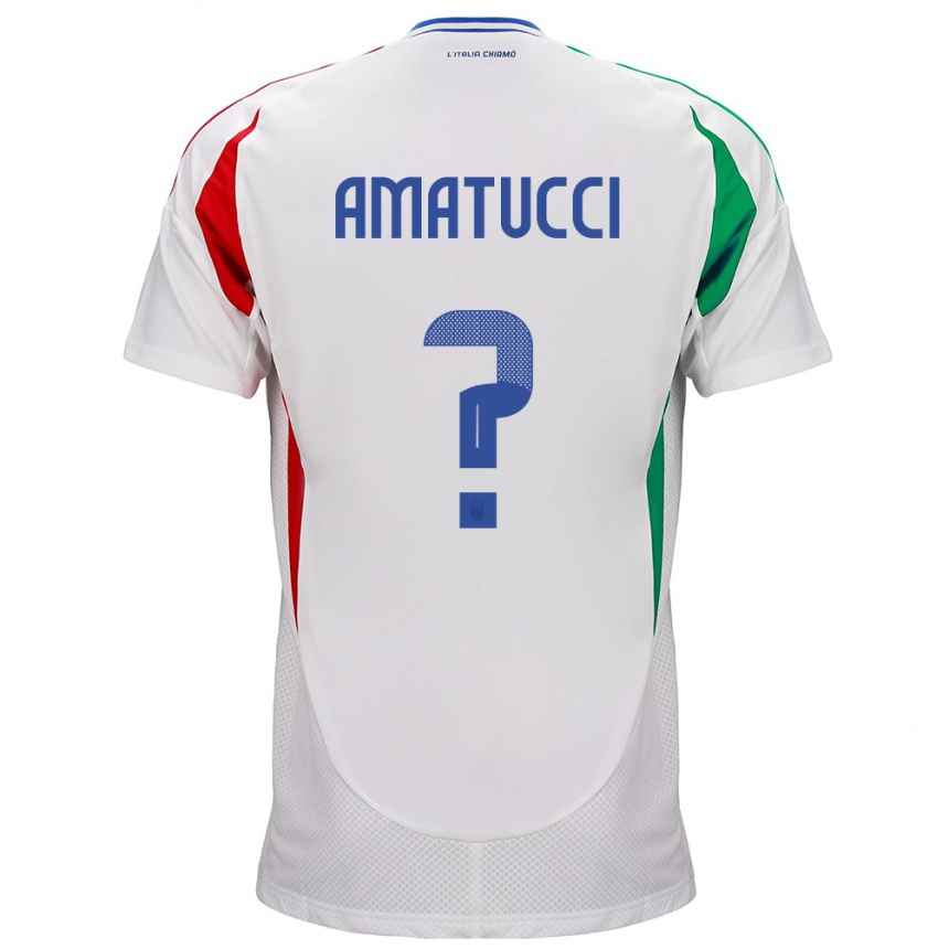 Men Football Italy Lorenzo Amatucci #0 White Away Jersey 24-26 T-Shirt