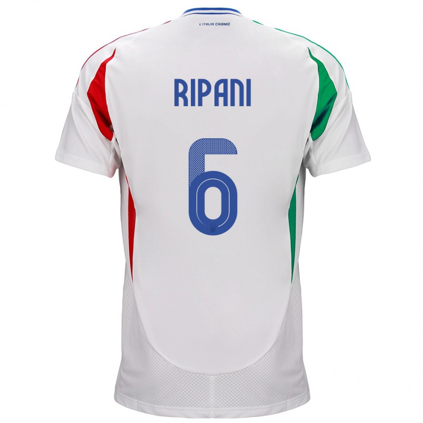 Men Football Italy Diego Ripani #6 White Away Jersey 24-26 T-Shirt