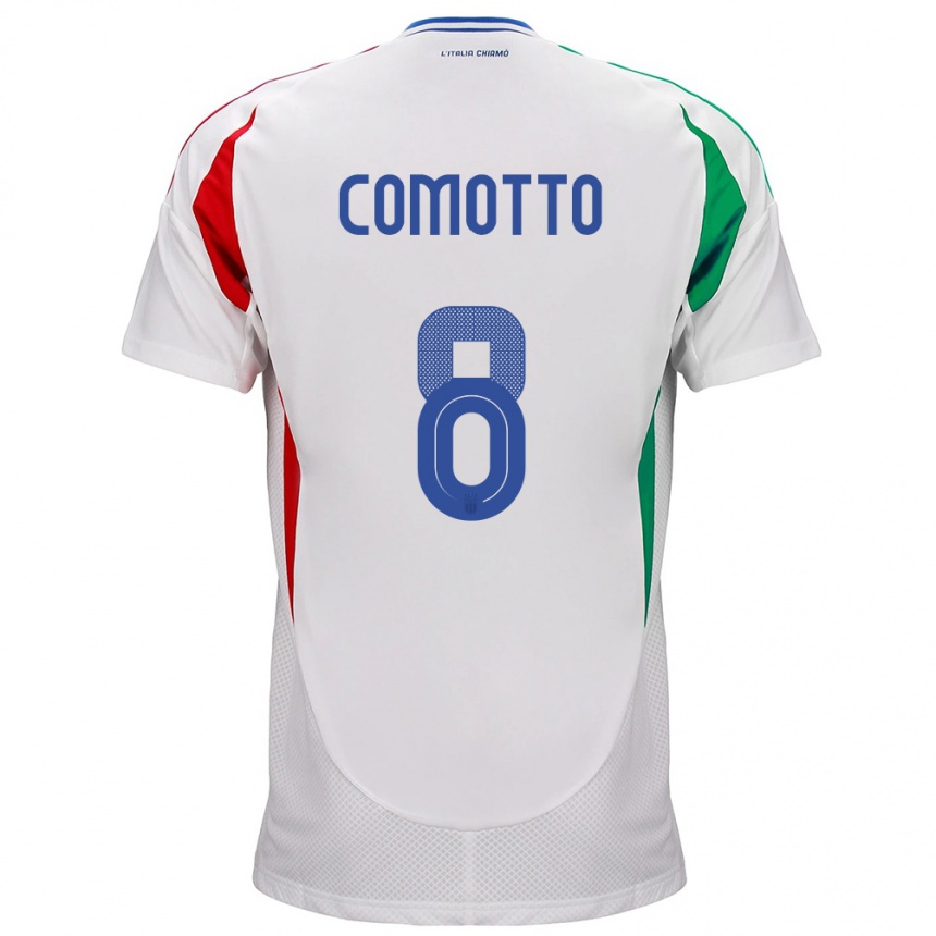 Men Football Italy Christian Comotto #8 White Away Jersey 24-26 T-Shirt