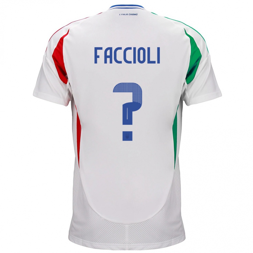 Men Football Italy Pietro Faccioli #0 White Away Jersey 24-26 T-Shirt