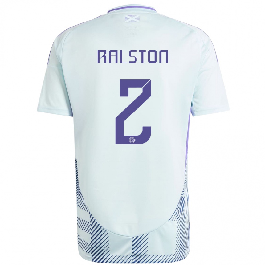 Men Football Scotland Anthony Ralston #2 Light Mint Blue Away Jersey 24-26 T-Shirt