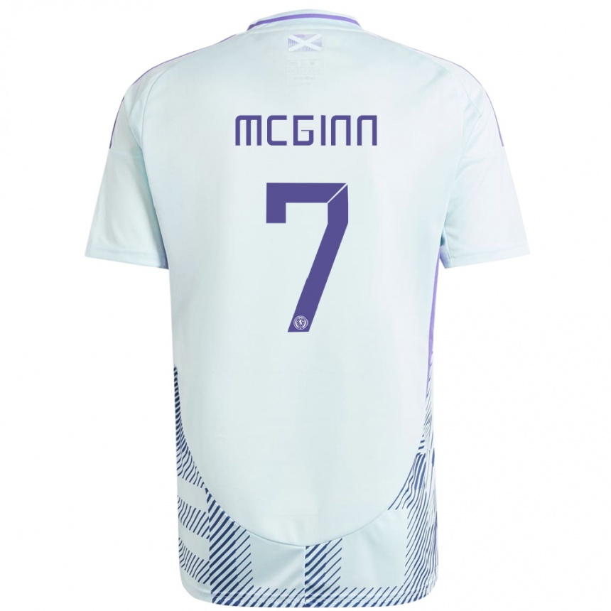 Men Football Scotland John Mcginn #7 Light Mint Blue Away Jersey 24-26 T-Shirt