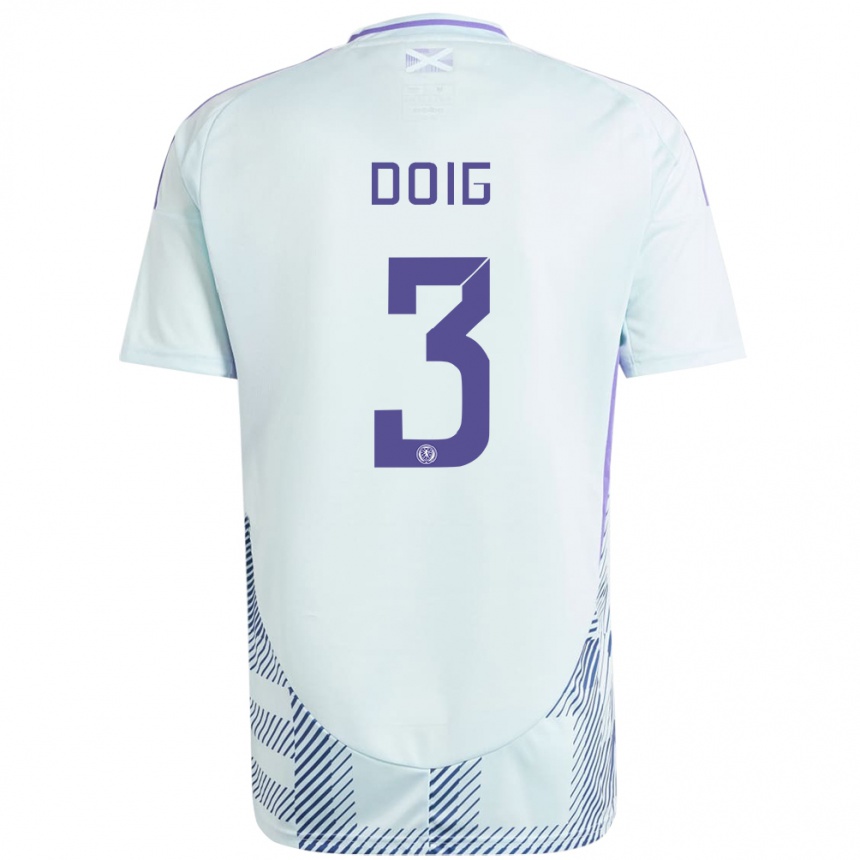 Men Football Scotland Josh Doig #3 Light Mint Blue Away Jersey 24-26 T-Shirt