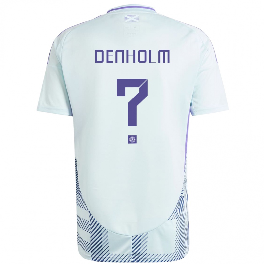 Men Football Scotland Aidan Denholm #0 Light Mint Blue Away Jersey 24-26 T-Shirt