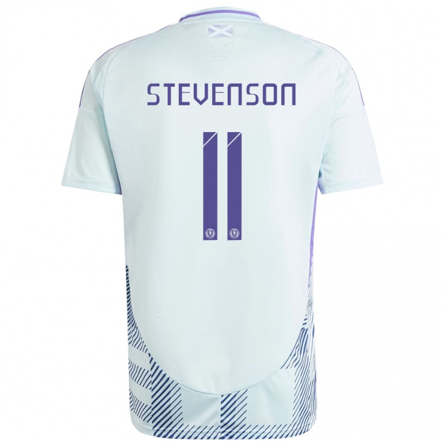 Men Football Scotland Gus Stevenson #11 Light Mint Blue Away Jersey 24-26 T-Shirt