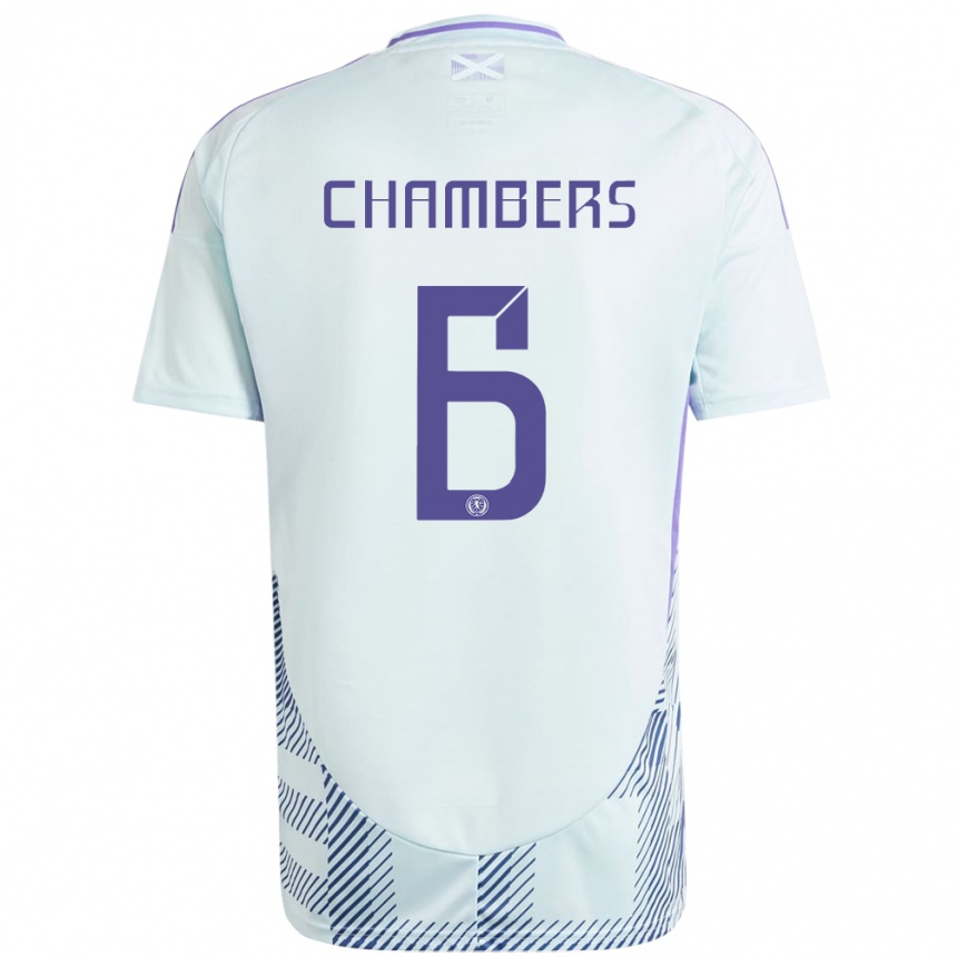 Men Football Scotland Sam Chambers #6 Light Mint Blue Away Jersey 24-26 T-Shirt