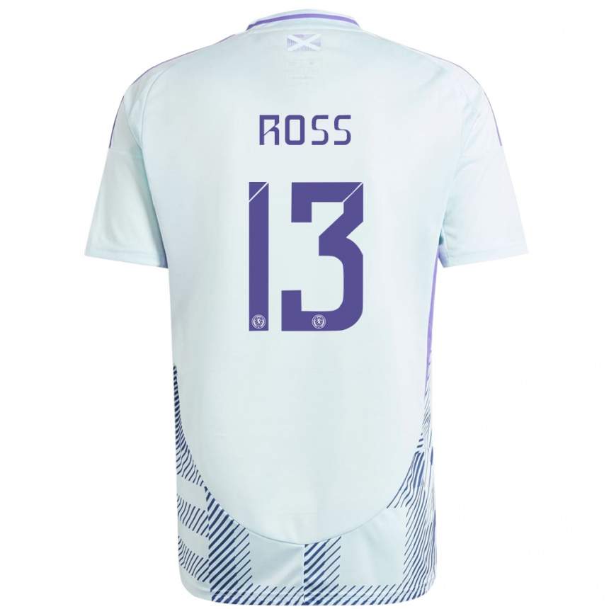 Men Football Scotland Jane Ross #13 Light Mint Blue Away Jersey 24-26 T-Shirt