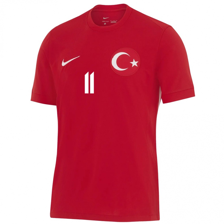 Men Football Turkey Yusuf Yazıcı #11 Red Away Jersey 24-26 T-Shirt