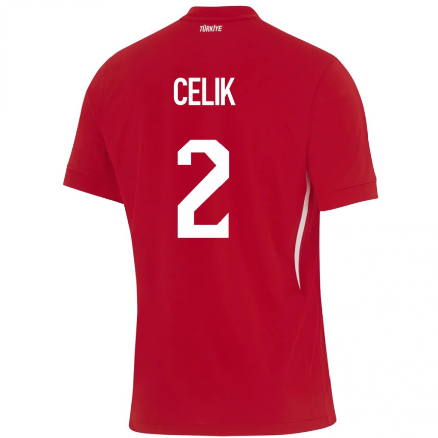 Men Football Turkey Zeki Çelik #2 Red Away Jersey 24-26 T-Shirt