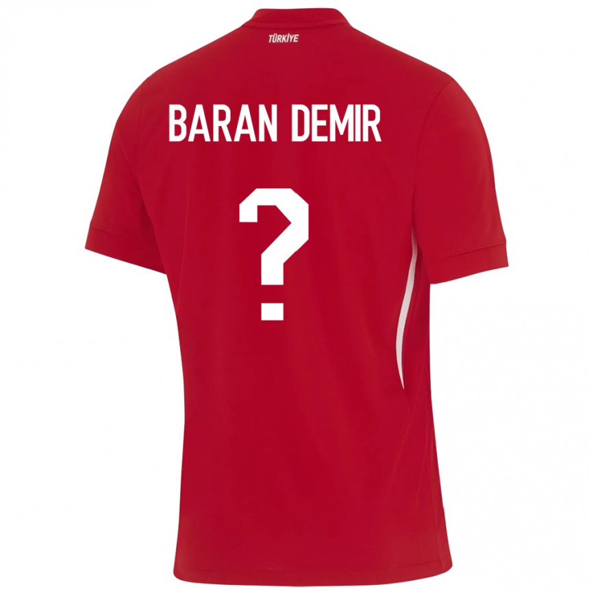 Men Football Turkey Tuna Baran Demir #0 Red Away Jersey 24-26 T-Shirt