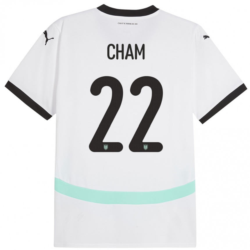 Men Football Austria Muhammed Cham #22 White Away Jersey 24-26 T-Shirt