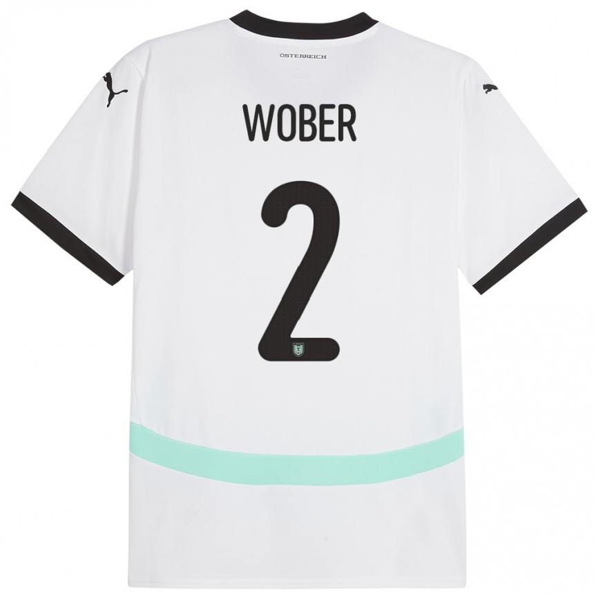 Men Football Austria Maximilian Wöber #2 White Away Jersey 24-26 T-Shirt