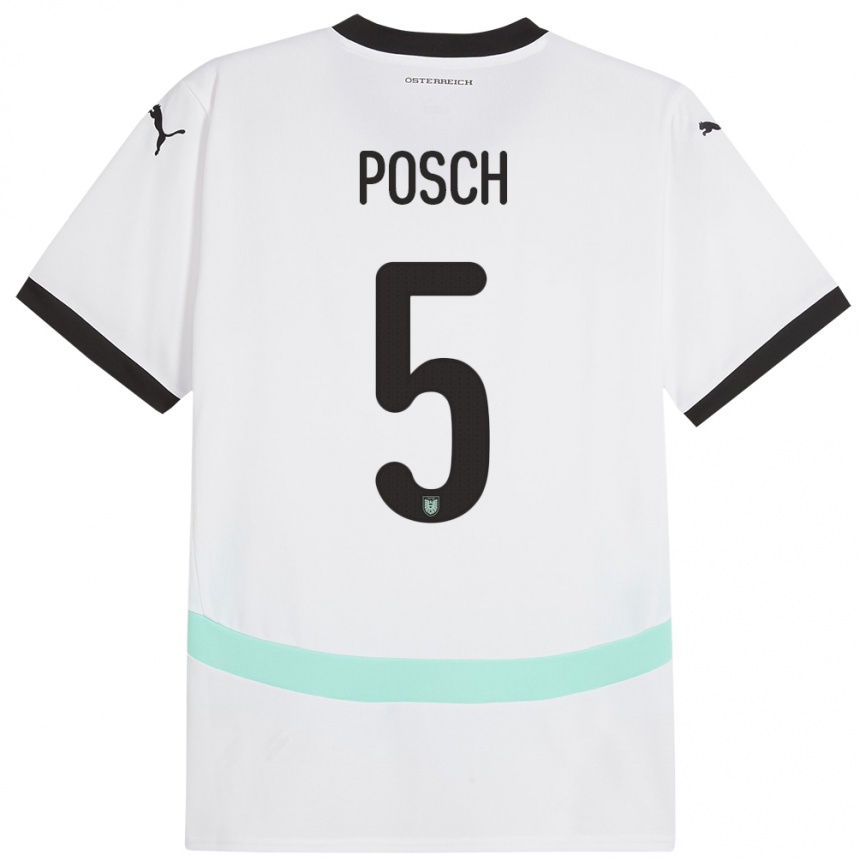 Men Football Austria Stefan Posch #5 White Away Jersey 24-26 T-Shirt