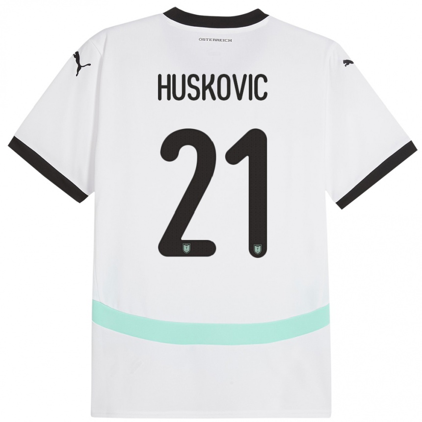 Men Football Austria Muharem Huskovic #21 White Away Jersey 24-26 T-Shirt