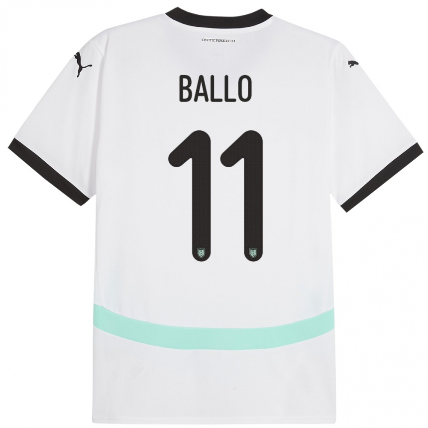 Men Football Austria Thierno Ballo #11 White Away Jersey 24-26 T-Shirt