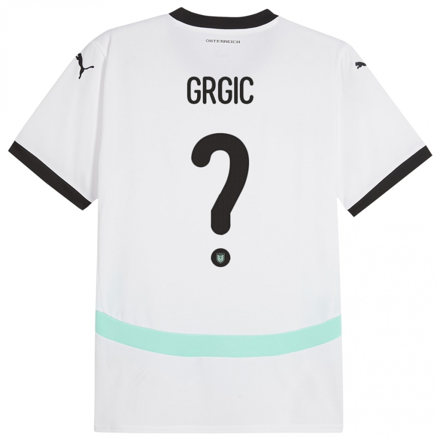 Men Football Austria Leon Grgic #0 White Away Jersey 24-26 T-Shirt