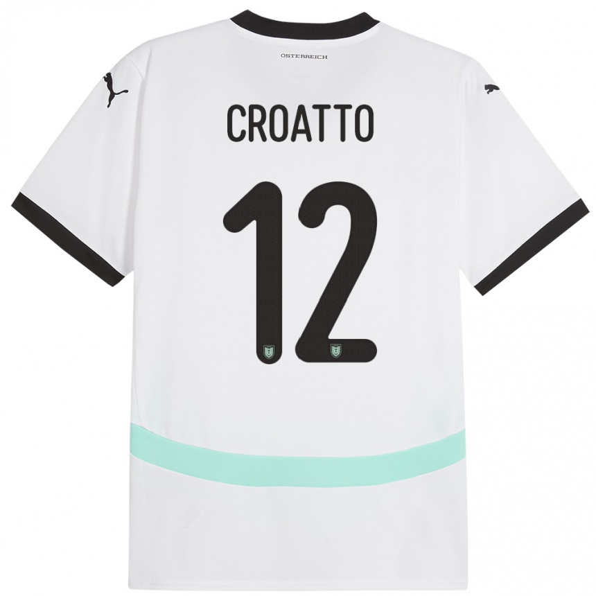 Men Football Austria Michela Croatto #12 White Away Jersey 24-26 T-Shirt