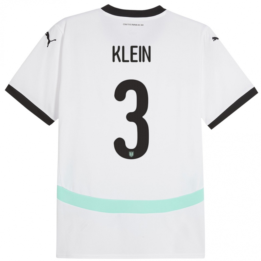Men Football Austria Jennifer Klein #3 White Away Jersey 24-26 T-Shirt