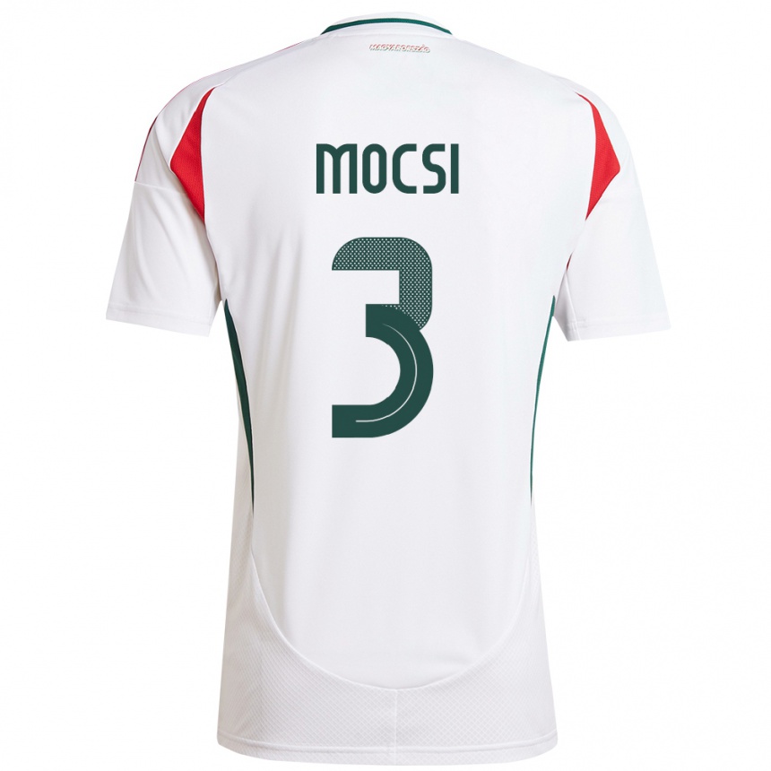 Men Football Hungary Attila Mocsi #3 White Away Jersey 24-26 T-Shirt