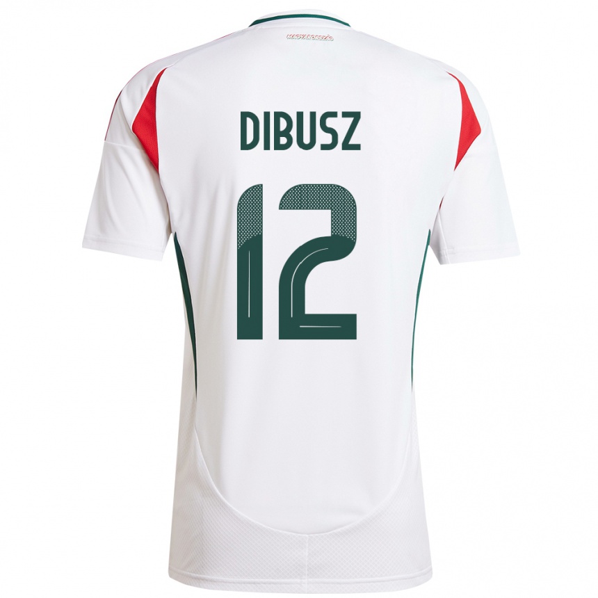 Men Football Hungary Dénes Dibusz #12 White Away Jersey 24-26 T-Shirt