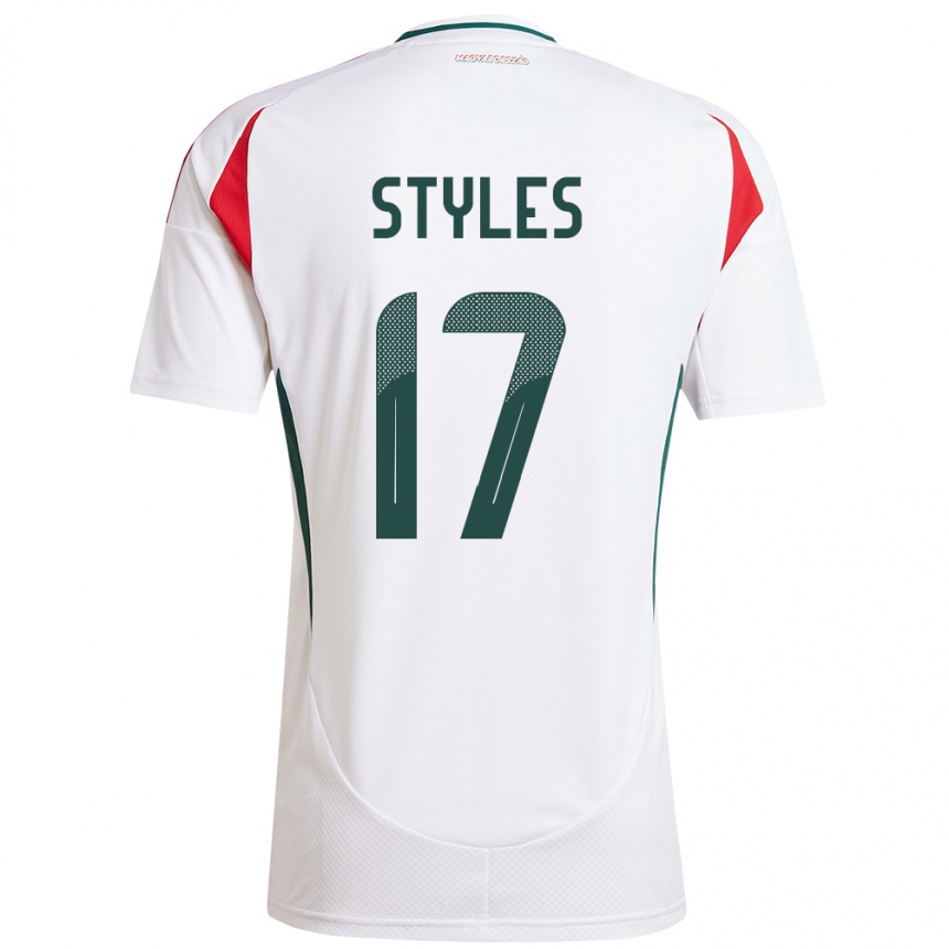 Men Football Hungary Callum Styles #17 White Away Jersey 24-26 T-Shirt